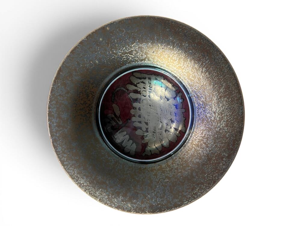 Monumental Signed Raku Pottery Bowl-Wall Hanging-Studio Art Centerpiece-Modern